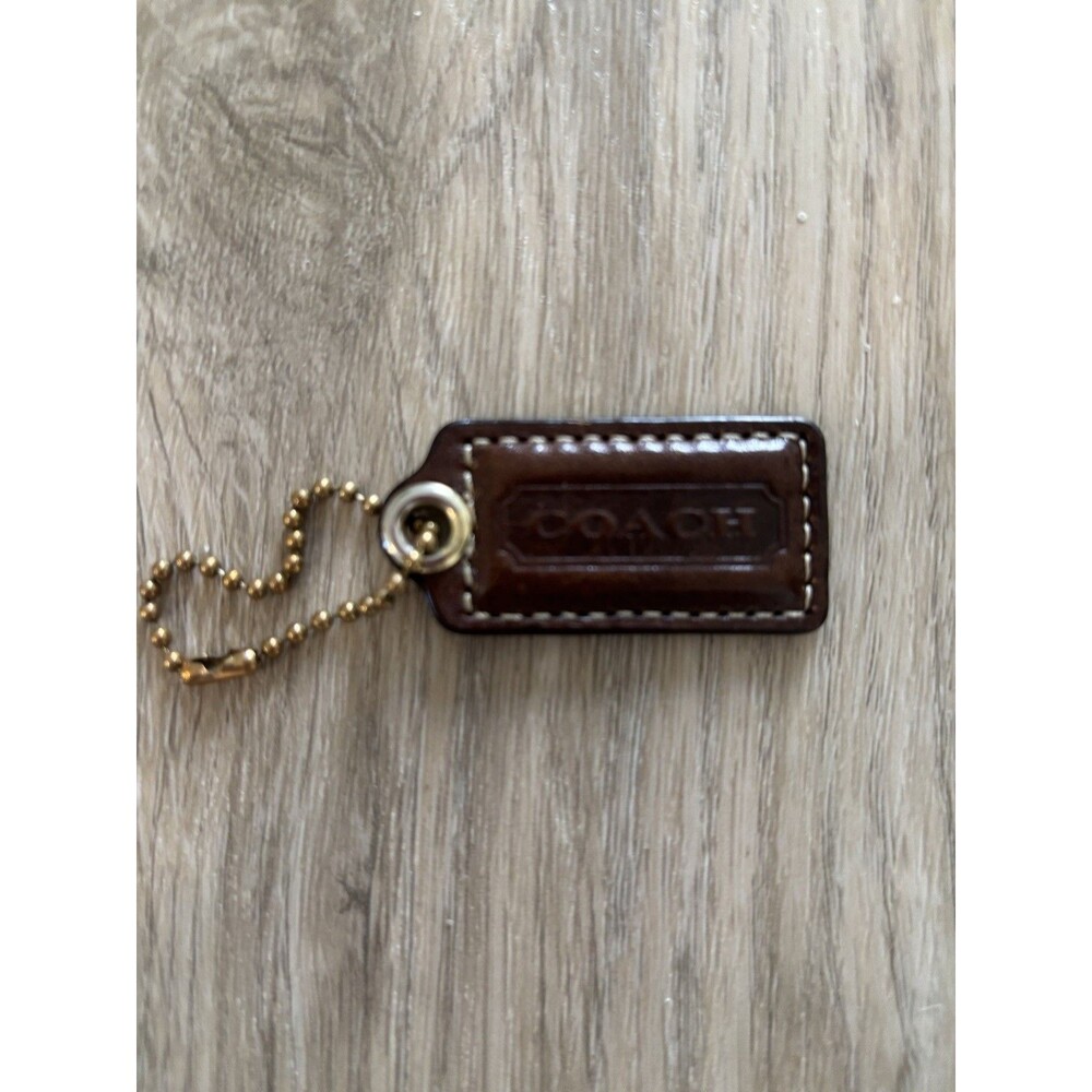 Vintage Coach Y2K Mahogany Brown Leather Embossed hangtag Replacement Bag Charm